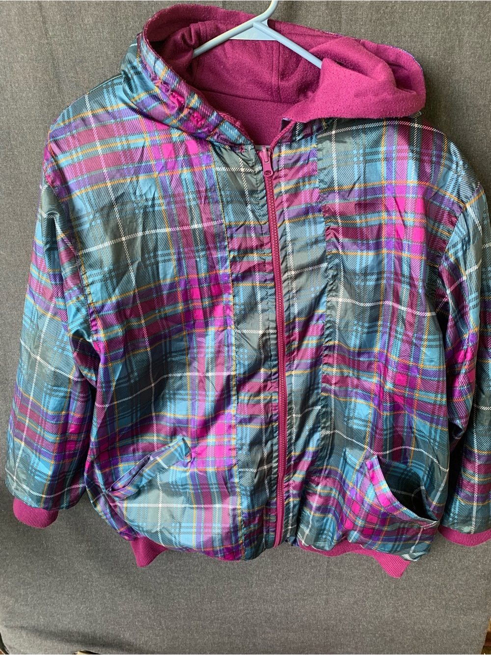 Vintage Raincoat with Hood British Mist Plaid Size Small